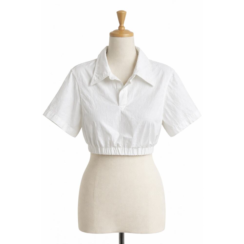 WE11DONE White Poplin Collared Crop Top Women's Small Back Vent Welldone Flaw
